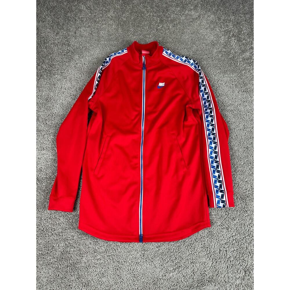 Nike Sportswear Taped Poly Jacket Mens Small Red Blue Full Zip Track Jacket READ